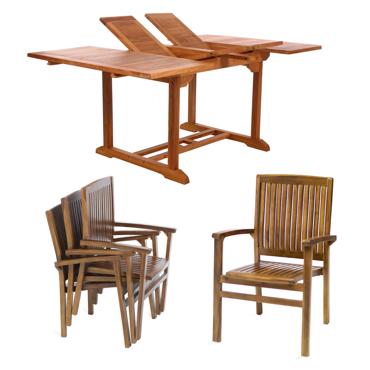 teak extension table 5 pc