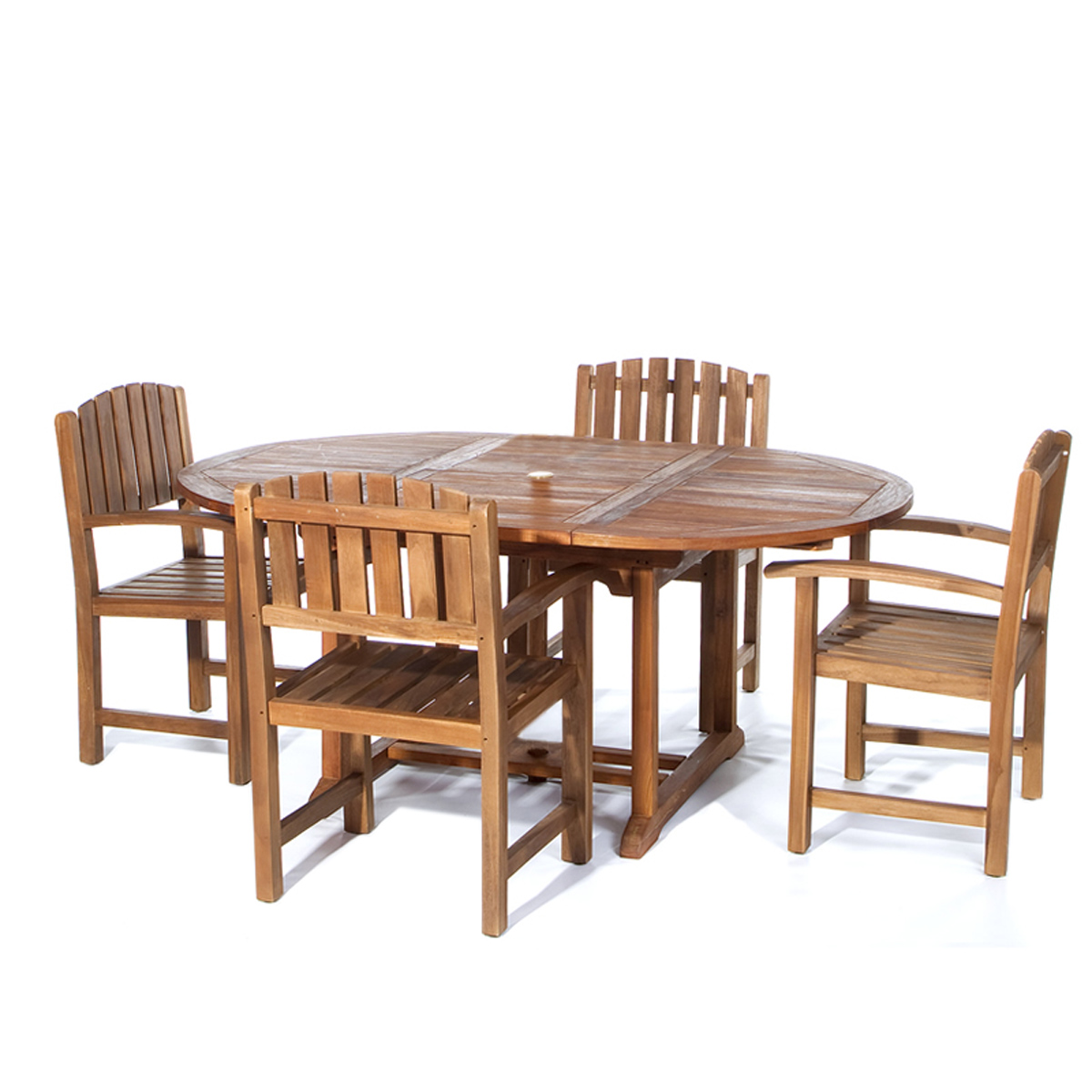 teak oval extension table 5 pc
