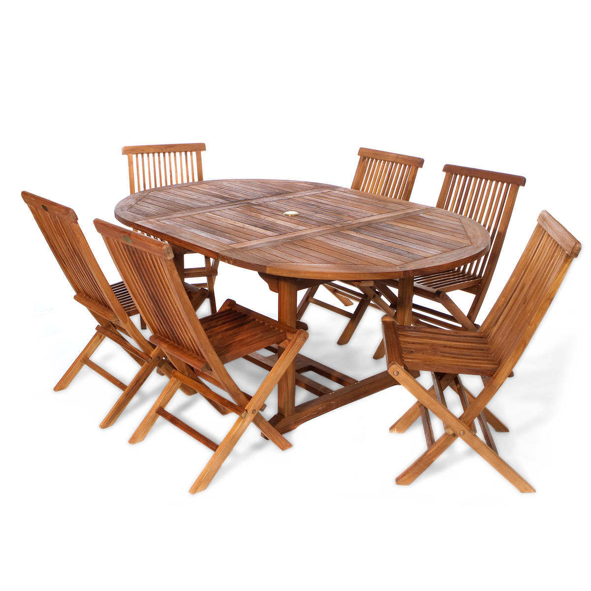 teak oval table 7 pc