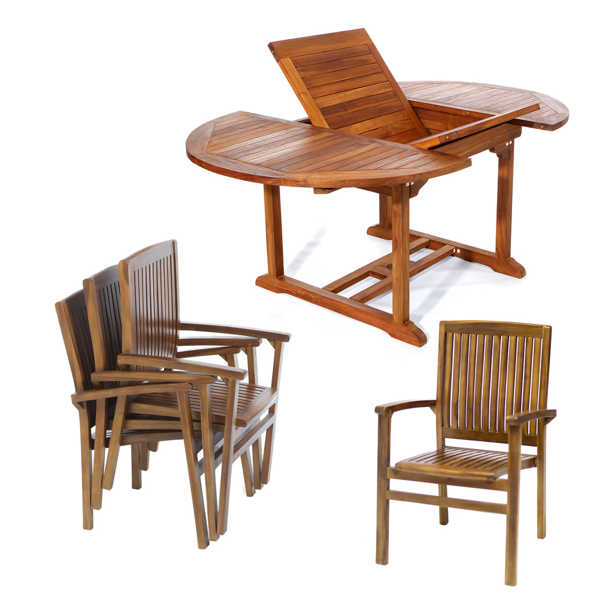 teak oval table 5 pc